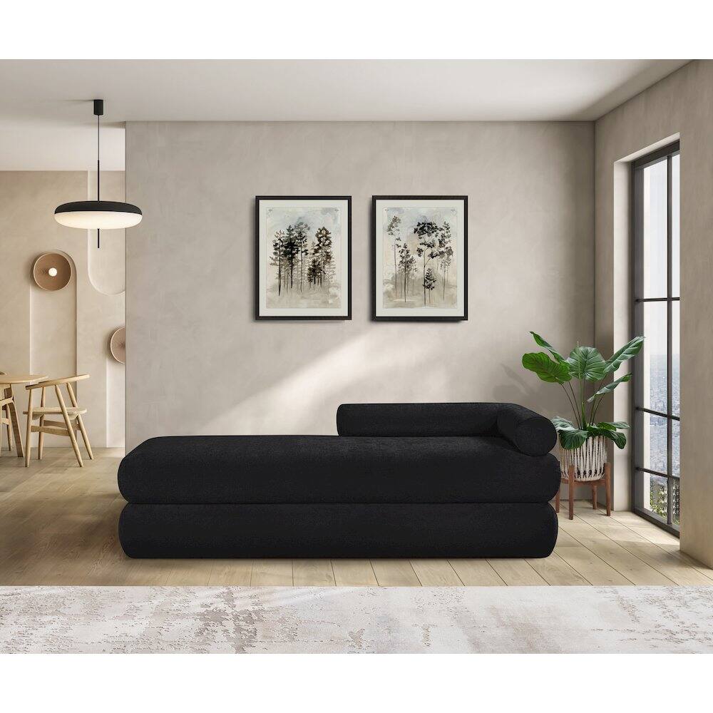 Alt View 1. Meridian Furniture - Kennedy Black Chenille Fabric Bench - Black.
