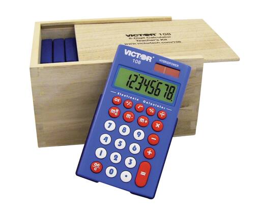 VICTOR 108 - Digit Calculator Teacher's Kit
www.victortech.com/108
VICTOR 108 HYBRIDPOWER Electronic Calculator
12345678
CE
+-
m-
m+
7
8
9
4
5
6
1
2
3
0
.