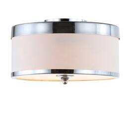 Jonathan Y - David 15" Metal LED Flush Mount, /White - Chrome