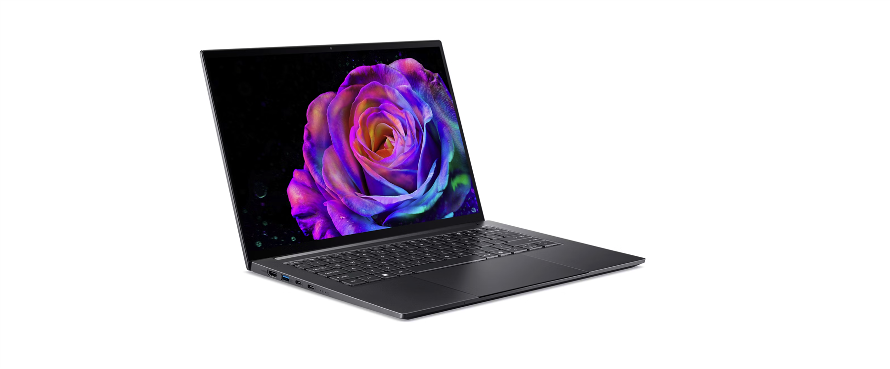 Left. Acer - Swift X 14 14.5" Core Ultra 9 285H 32GB 1TB SSD RTX 5070 Windows 11 Home - Titanium Gray.