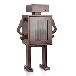 VIVZONE - Wooden Robot Shape Storage Cabinet with Glass Door - Walnut