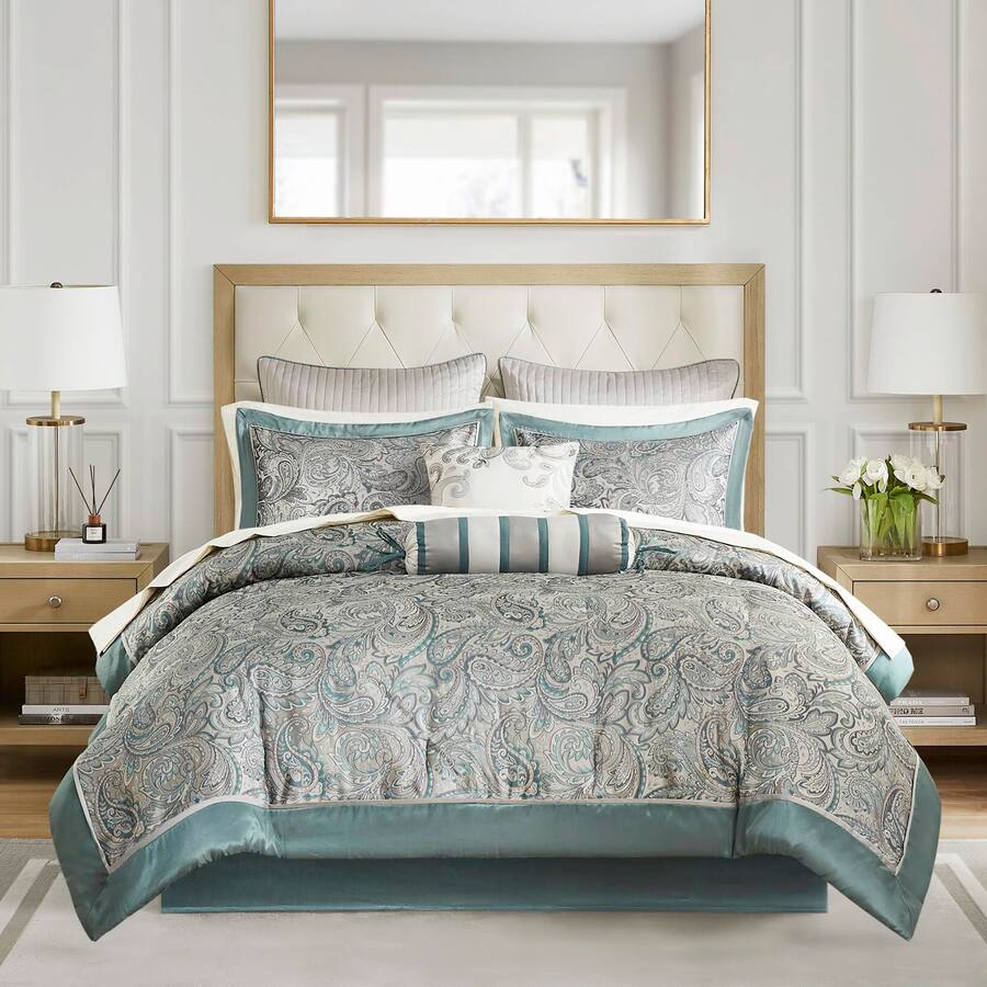 NICHOLAS KLEIN Aubrey Cozy Comforter Set Faux Silk Jacquard Paisley ...