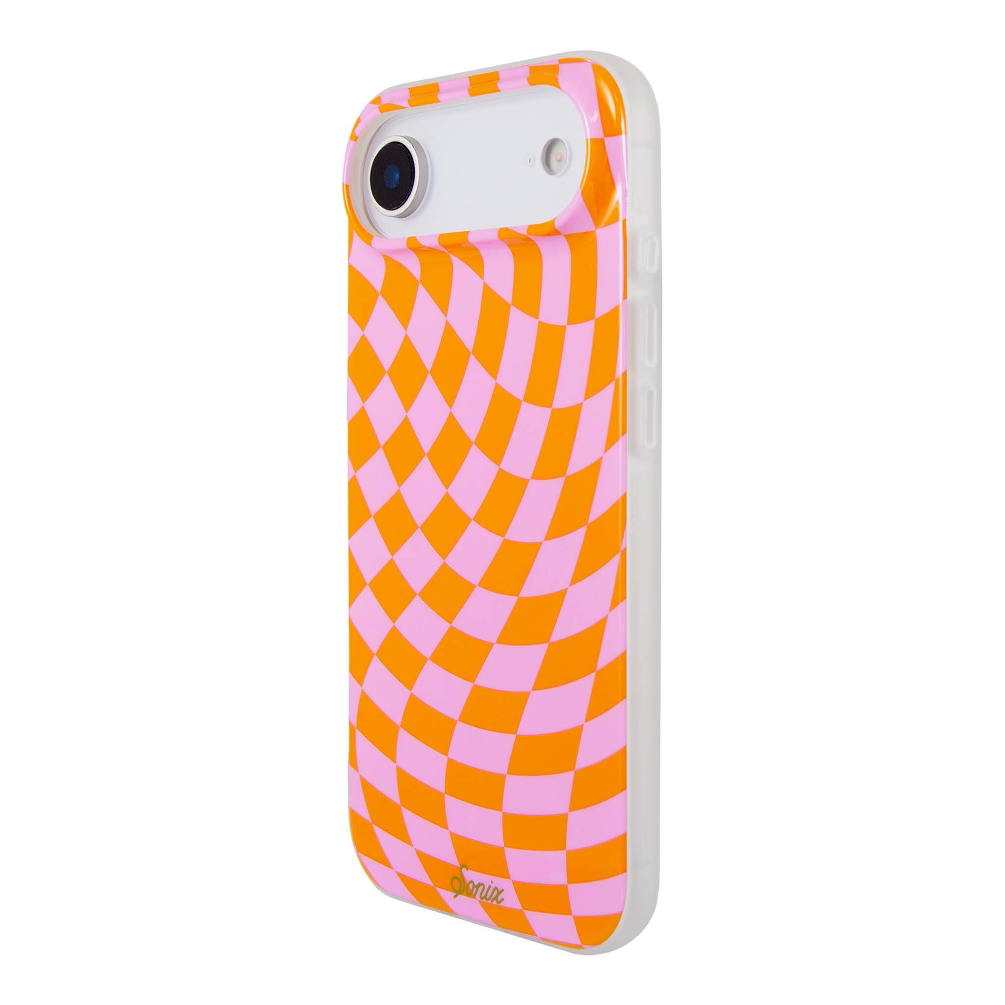 Left. Sonix - iPhone Air Case Checkmate Pink & Orange - Pink.
