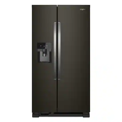 Front. Whirlpool - Whirlpool - 36-inch Wide Side-by-Side Refrigerator - 25 cu. ft. .- Black Stainless - Black Stainless.