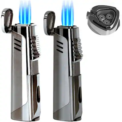 Front. Prestige - The Pinnacle Torch Lighter (Silver) - Silver Finish.
