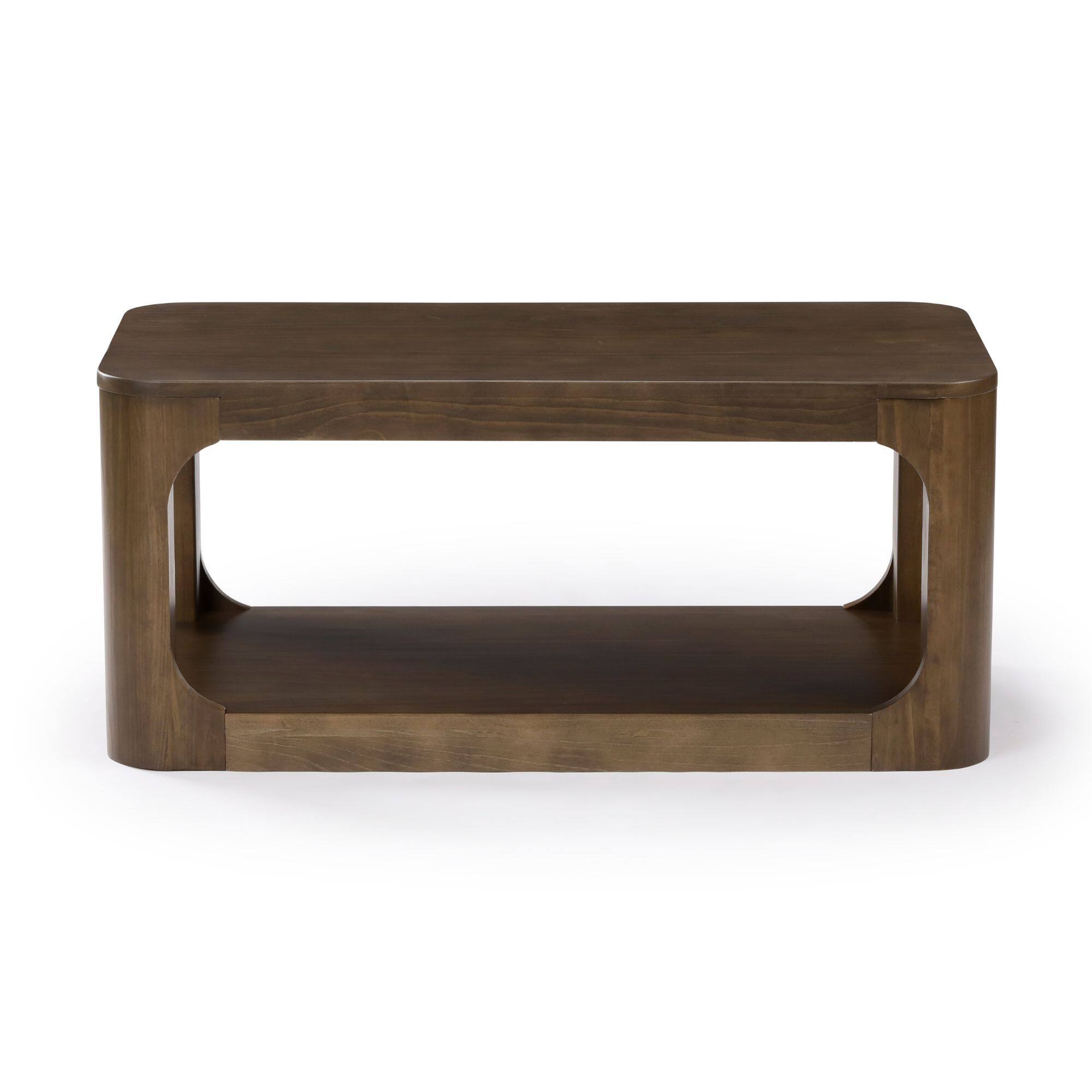 Alt View 3. Plank+Beam - Forma Rectangular Coffee Table with Shelf (40in x 20in / 1020mm x 510mm), Walnut - Walnut.