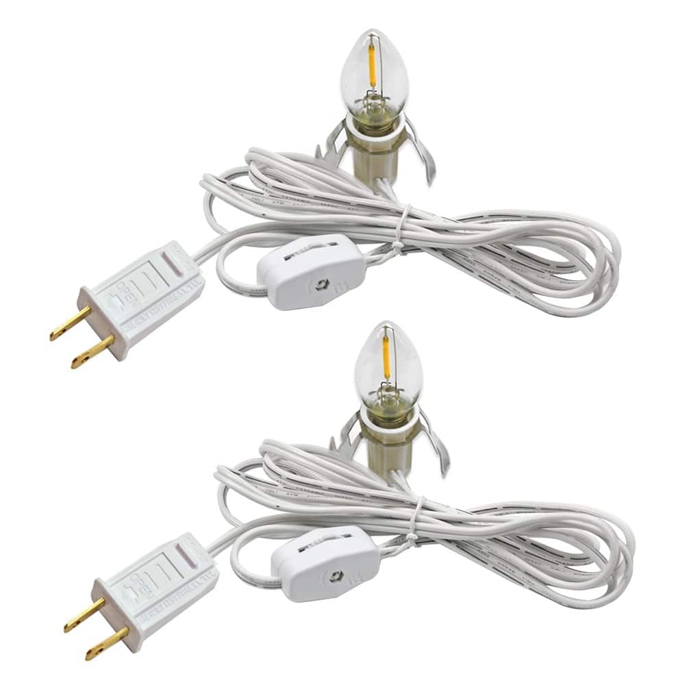 Schertz - Set of 2 Accessory Cords – 6ft On/Off Switch, E12 LED Bulbs & Clips - White