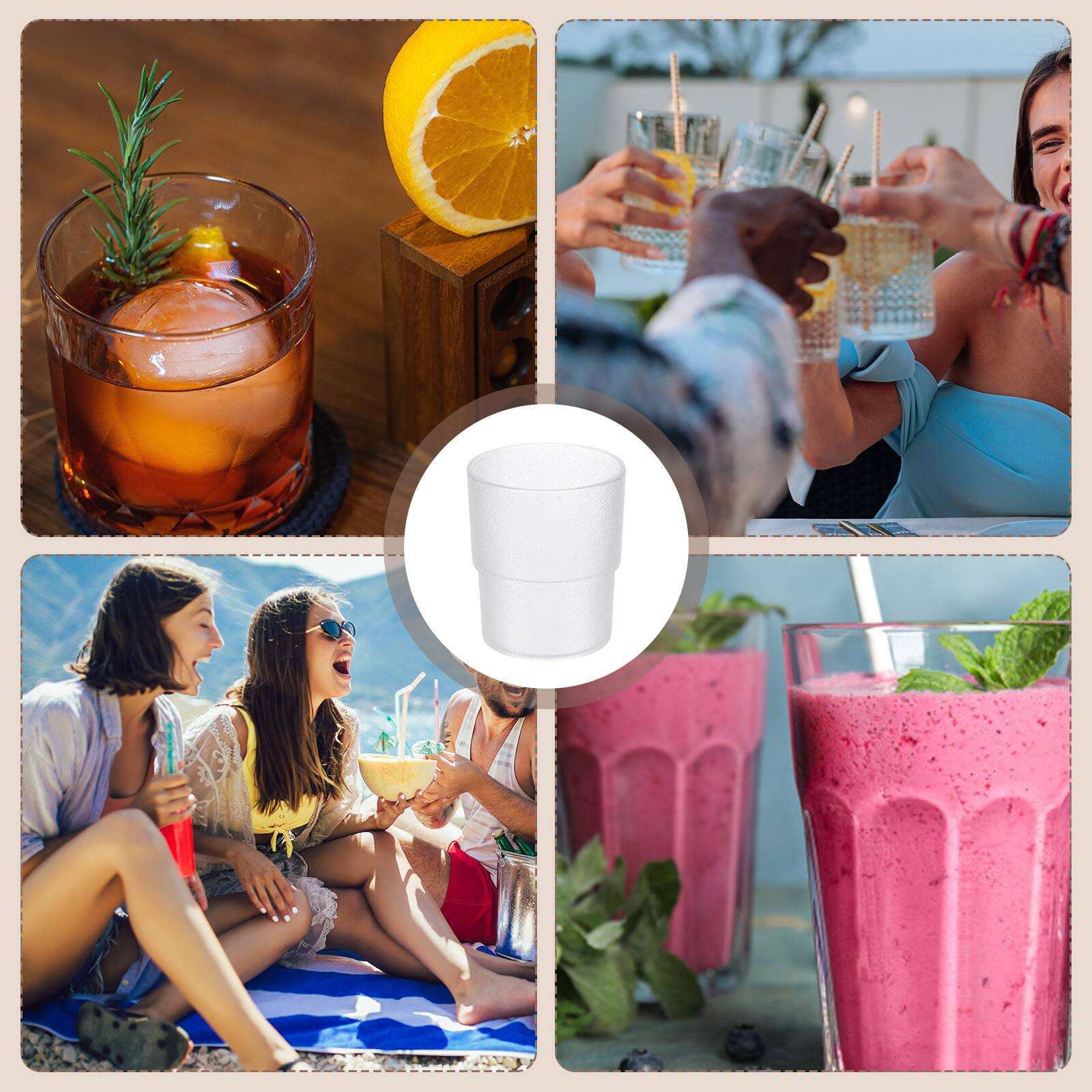 Alt View 6. Unique Bargains - 2pcs Clear Acrylic Drinking Glasses, 10.1oz Matte Texture Unbreakable Stackable for Water Juice Beer - Clear.