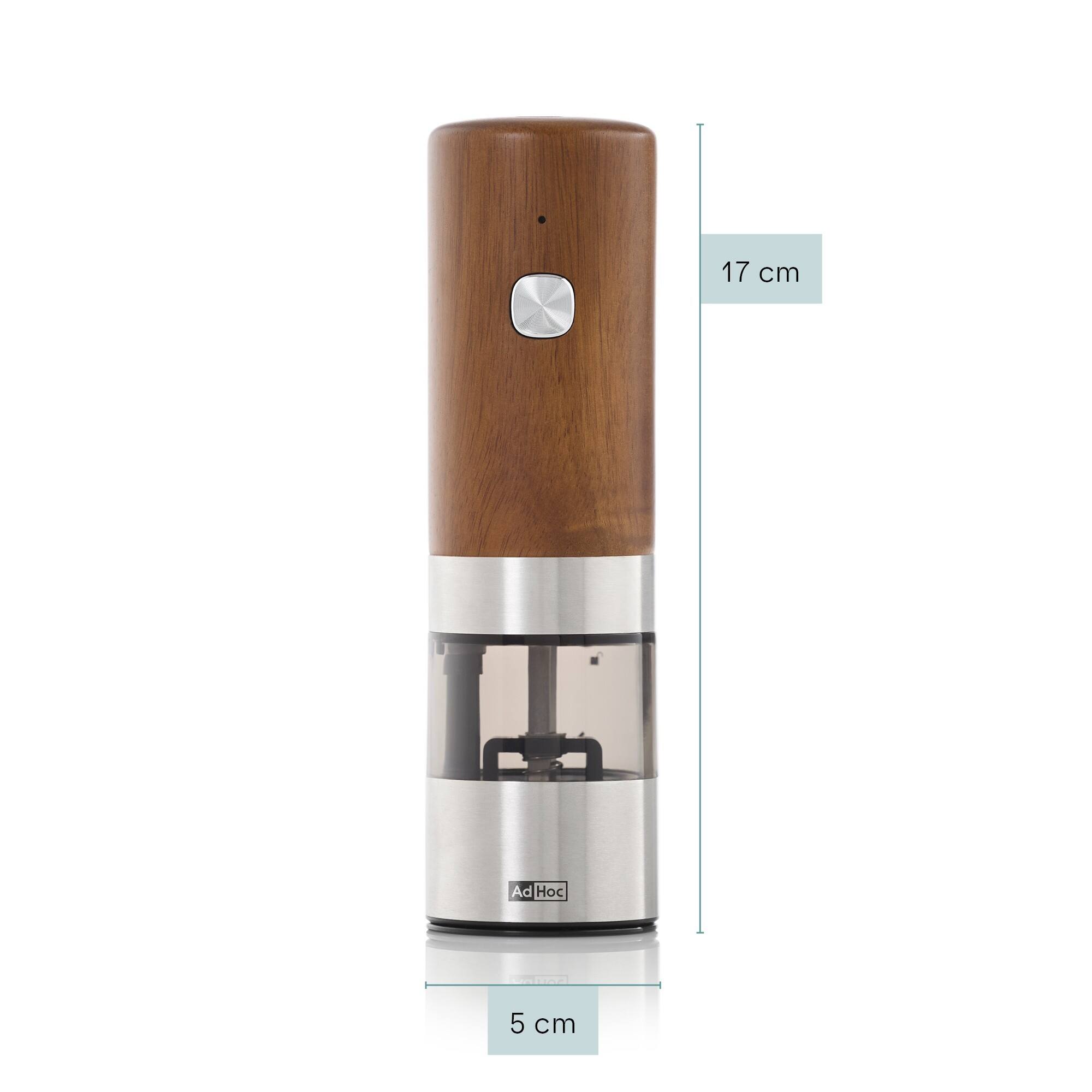 Alt View 2. Ad Hoc - i.Mill Electric Pepper & Salt Mill, Wood & Stainless Steel - Acacia Wood.