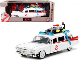 1959 Cadillac Ambulance Ecto-1 "Ghostbusters" Movie "Hollywood Rides" Series 1/24 Diecast Model Car by Jada - White