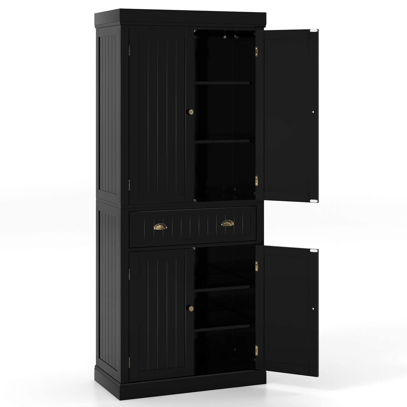 Alt View 7. Costway - Costway Kitchen Cabinet Pantry Cupboard Freestanding with Shelves - Black.