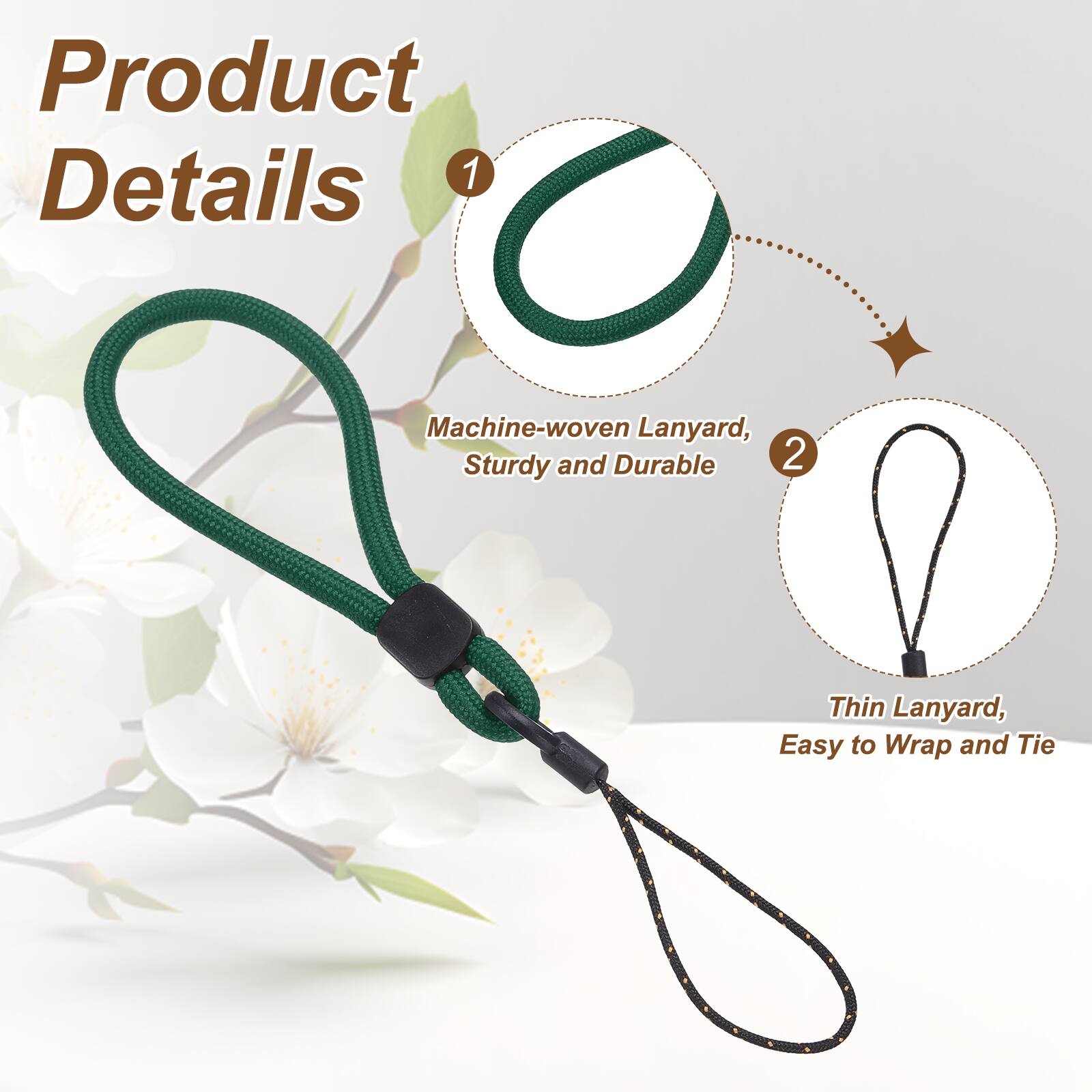 Product Details

1. Machine-woven Lanyard, Sturdy and Durable
2. Thin Lanyard, Easy to Wrap and Tie