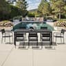 Crestlive Products - 9/11pc Water Proof Patio Dining Set Aluminum Frame Rectangle Table Stackable Stationary Arm Chairs - Black-9PC