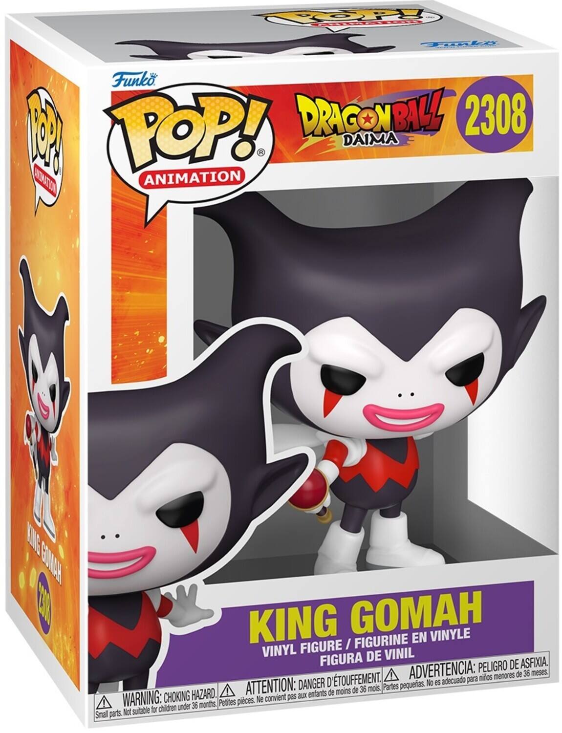 TOOPY FORL Fly Funko POP! DRAGONBALL 2308 DAIMA UCA ANIMATION KING GOMAA E KING GOMAH VINYLE FIGURINE EN FIGURE / VINYL DE VINIL FIGURA PELIGRO DE ASFIXIA. TOUFFEMENT. ADVERTENCIA: para niños menores de 36 meses. DANGER D'asphyxie. Ne convient pas for children under 36 months Small parts. Not suitable