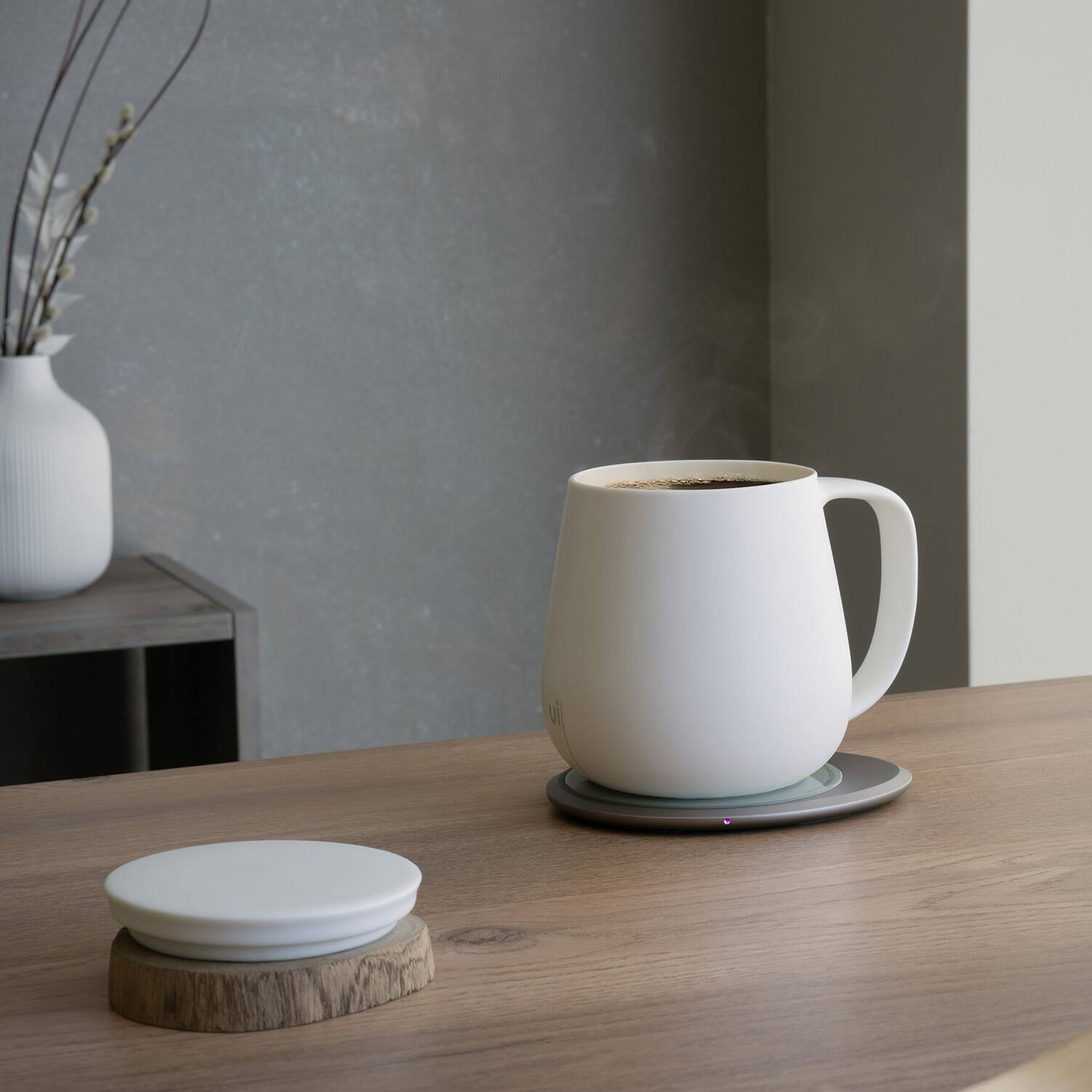 Left. OHOM - OHOM Ui Plus Set Self-Heating Mug White - White.