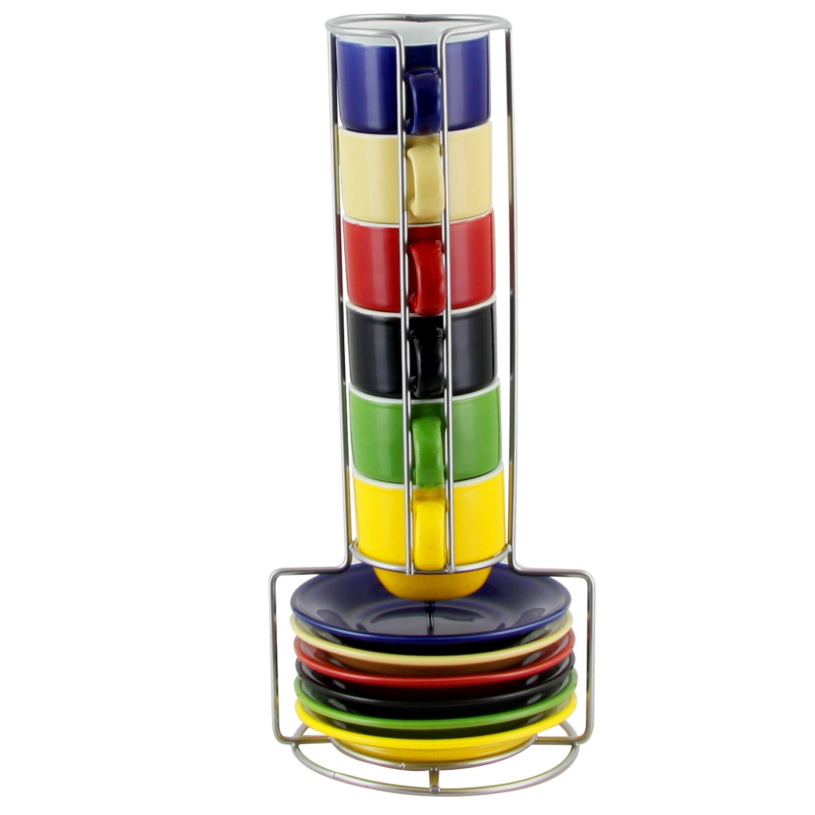 Alt View 3. Gibson - Gibson Sensations 13 Piece Espresso Cup Set with Wire Rack in Assorted Colors - Assorted.