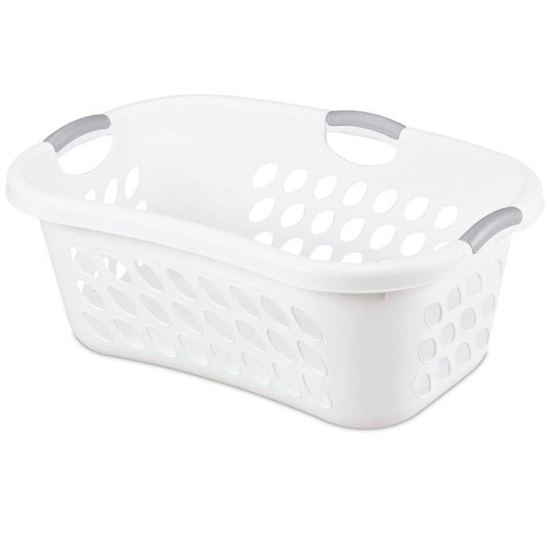 Angle. Hivvago - Set of 6 White Laundry Baskets w/ Carry Handles - White.