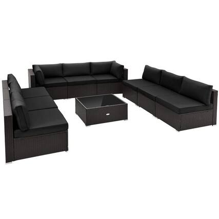 Front. Pefilos - 4 Piece Outdoor Acacia Wood Conversation Set, Deluxe Outdoor Backyard Patio with Soft Seat and Back Cushions-White - Black.