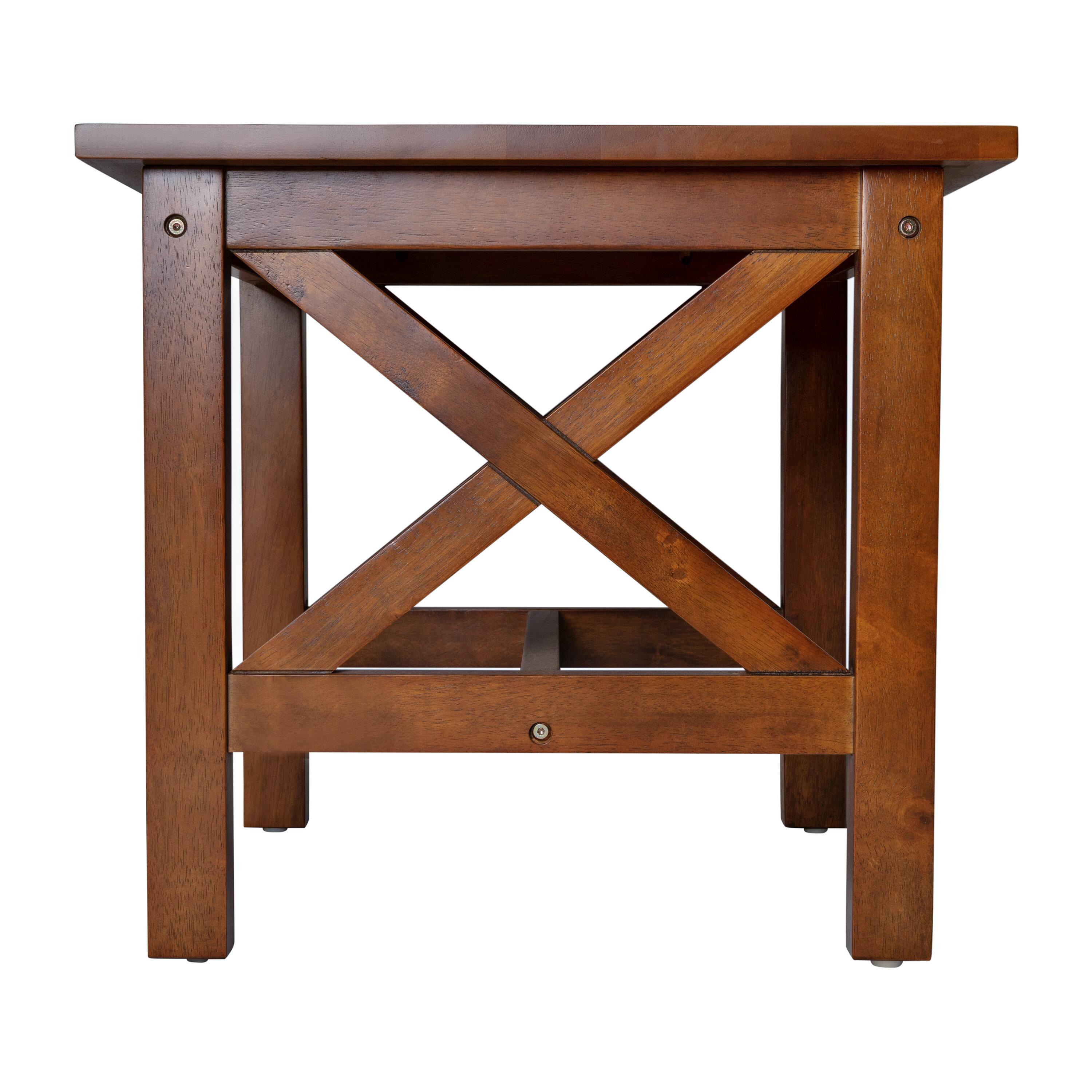 Left. Flash Furniture - Jasper Farmhouse Style Solid Wood End Table with Traditional X-Frame Design in Walnut - Brown.