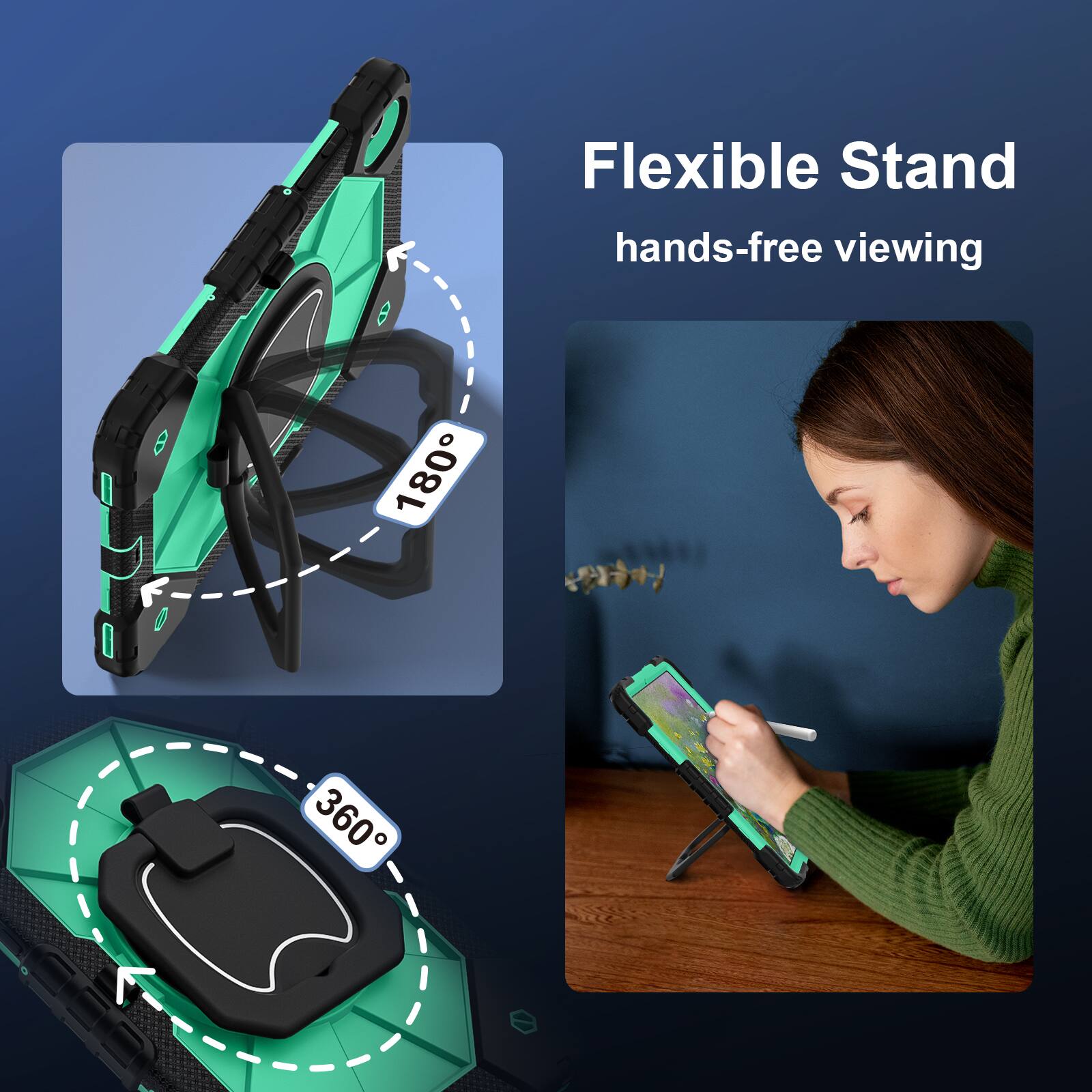Flexible Stand  
hands-free viewing  
180°  
360°