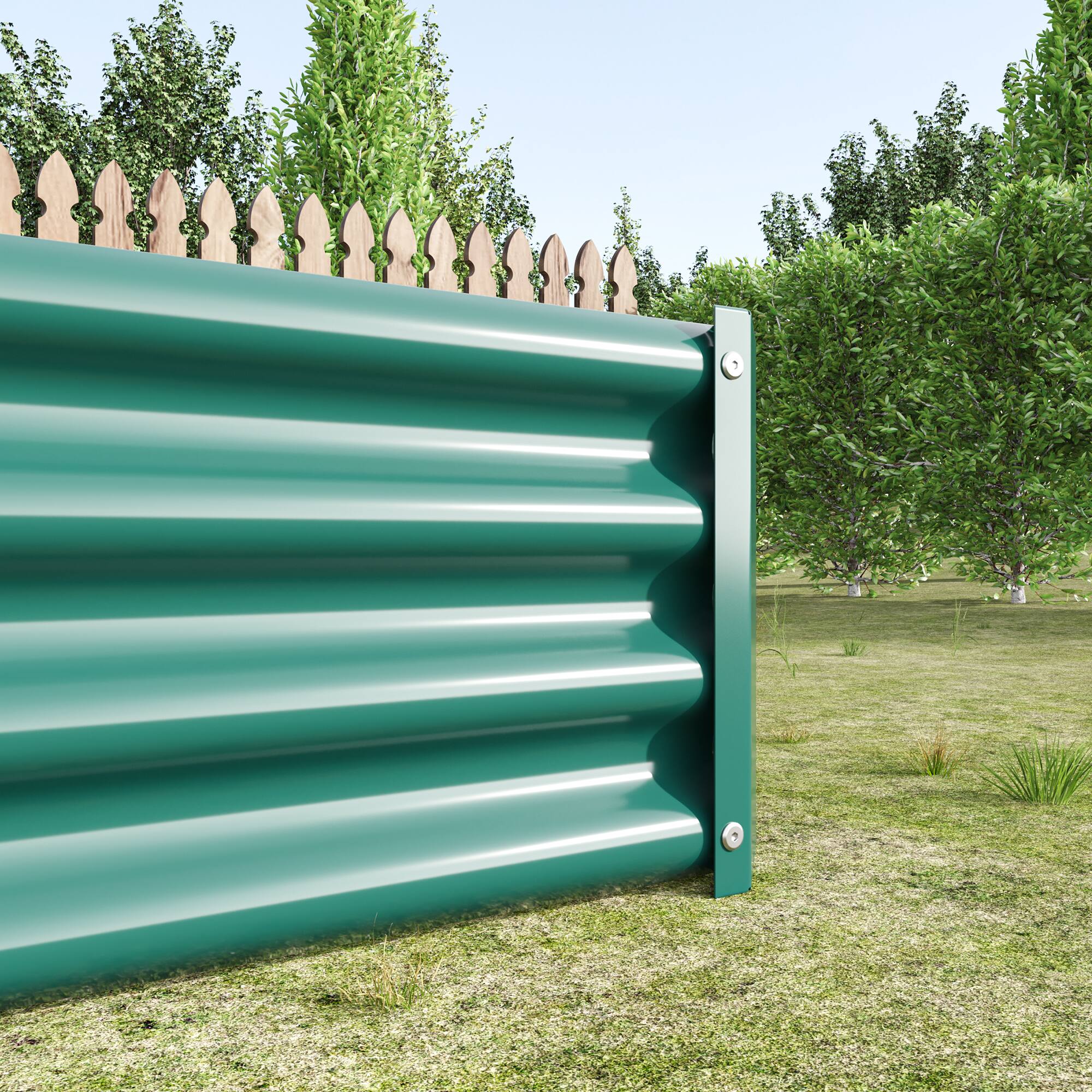 Alt View 8. PAIHOME - Heavy Duty Metal Raised Garden Bed, 6x3x1 FT Rectangle Outdoor Planter Box for Growing Vegetables Flowers Succulents - Green.