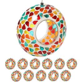 Sunnydaze - Mosaic Fly-Through Hanging Bird Feeder - 6 in 12 ct - Confetti Mosaic