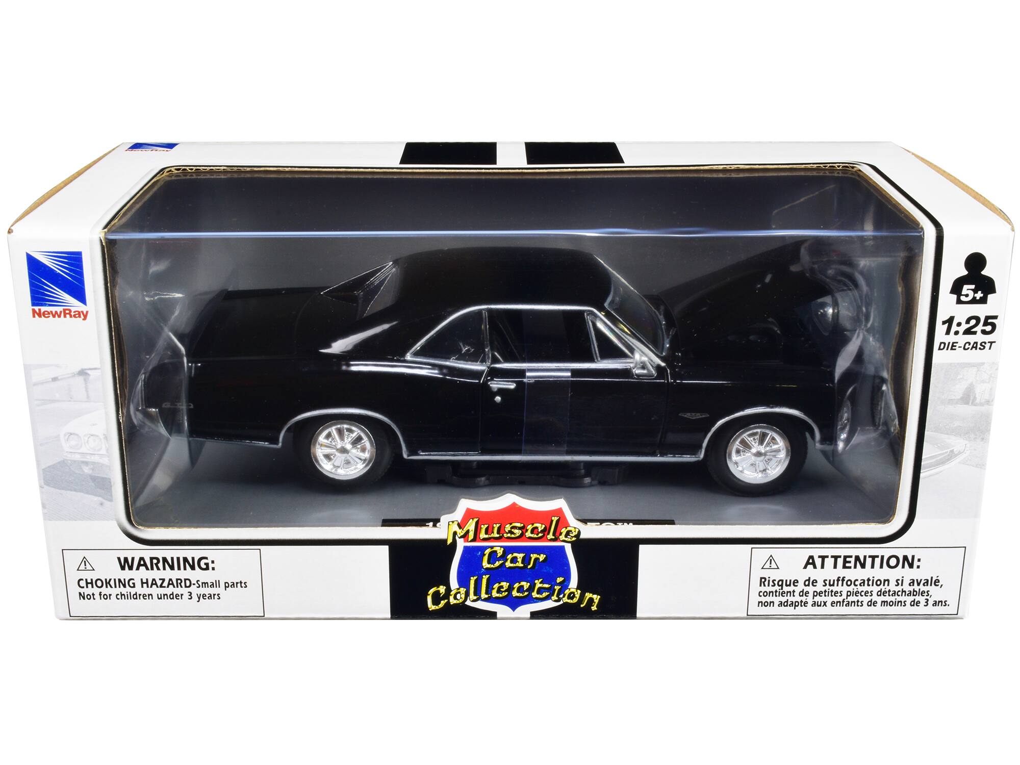 NewRay  
1:25 DIE-CAST  
Muscle Car Collection  

WARNING: CHOKING HAZARD - Small parts  
Not for children under 3 years  

ATTENTION:  
Risque de suffocation si avalé, contient de petites pièces détachables,  
non adapté aux enfants de moins de 3 ans.