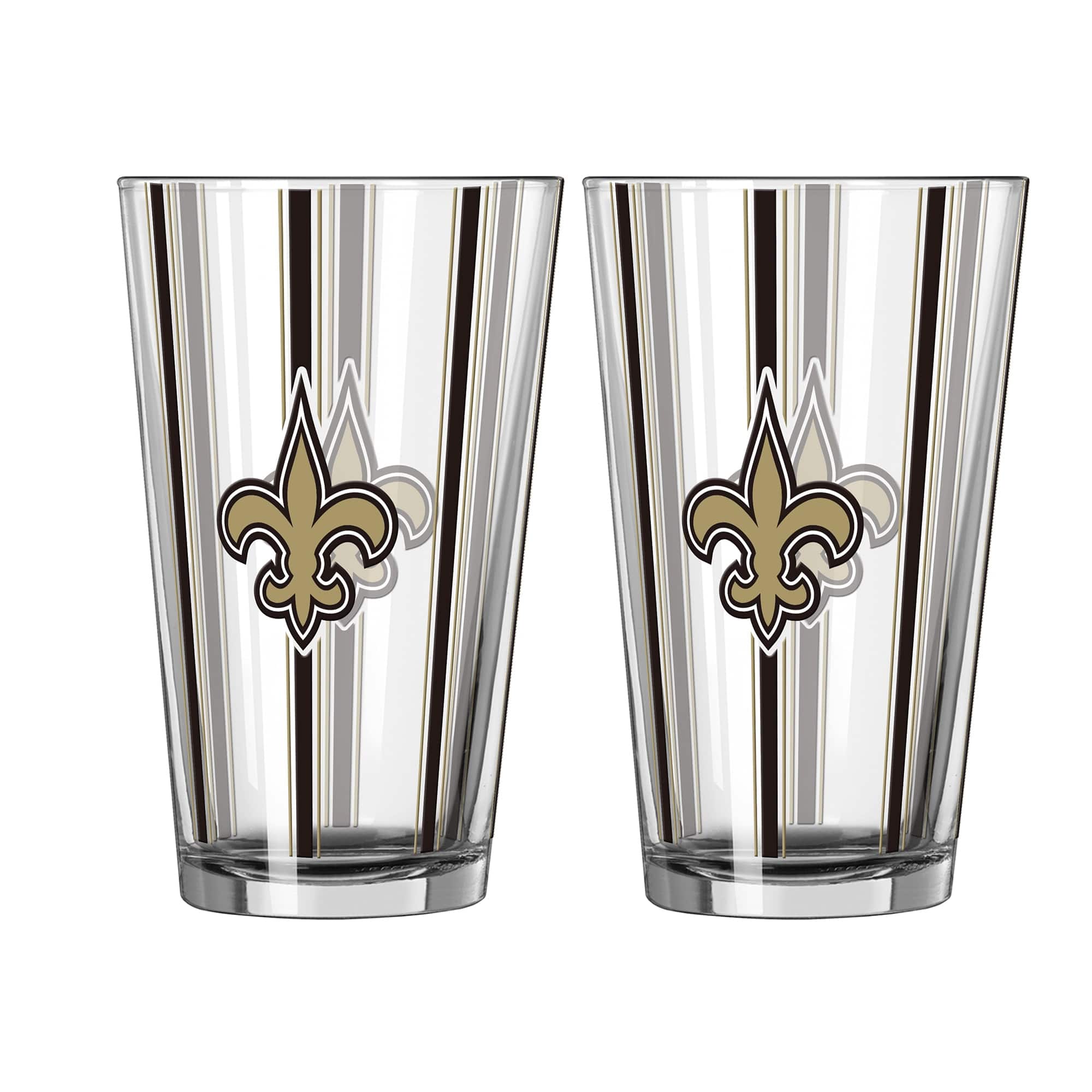 Logo Brands - New Orleans Saints Two-Piece 16oz. Striped Pint Glass Set - Multicolor