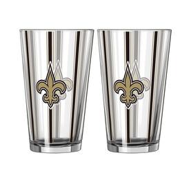 Logo Brands - New Orleans Saints Two-Piece 16oz. Striped Pint Glass Set - Multicolor