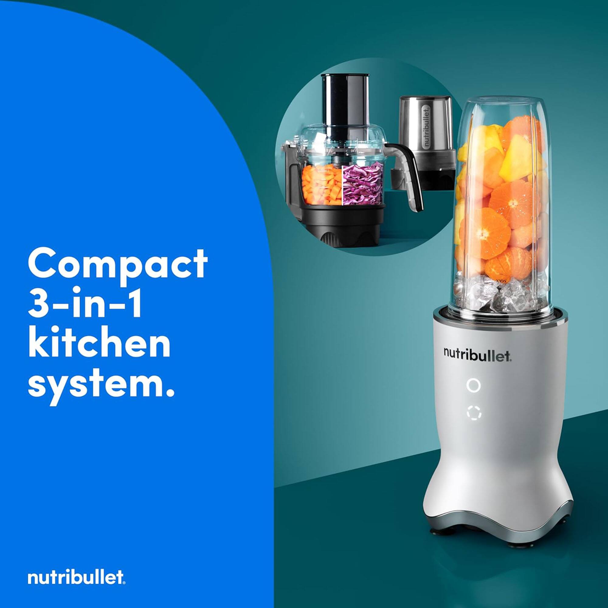 nutribullet Compact 3-in-1 kitchen system. nutribullet.