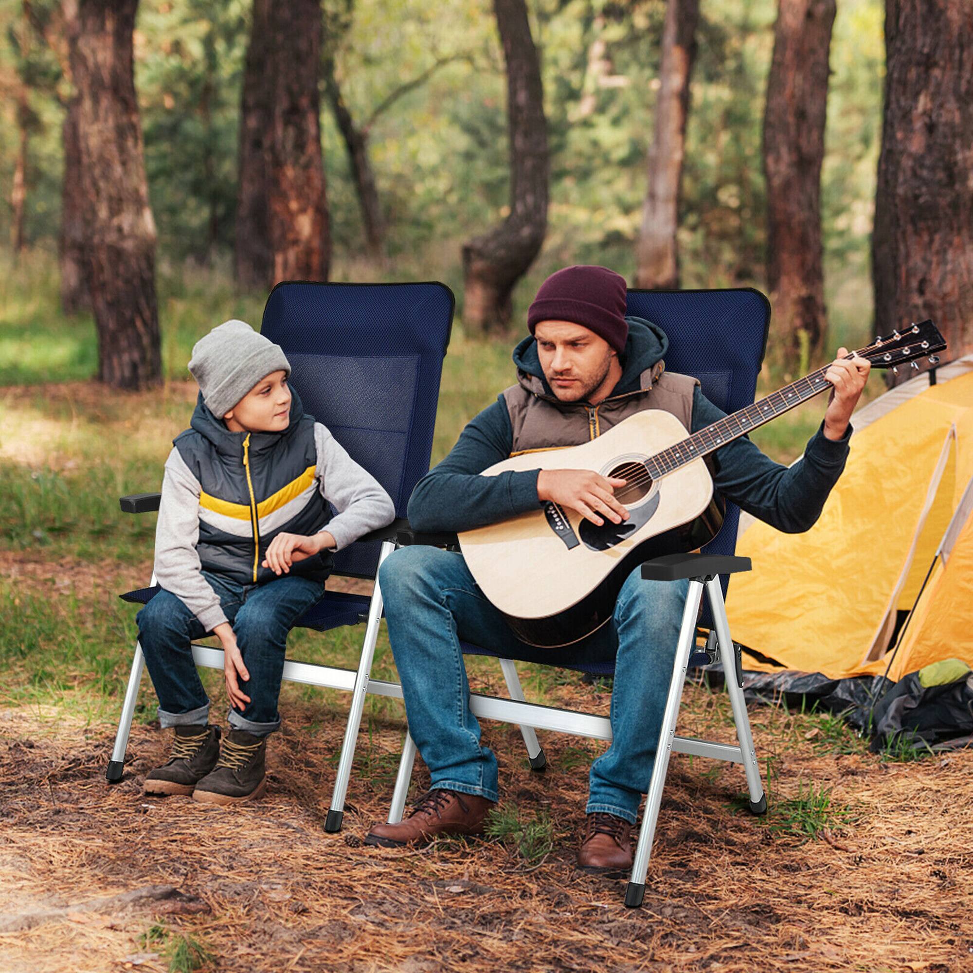 Alt View 2. Gymax - Gymax 2PCS Patio Dining Chair Aluminum Camping Adjust Portable Headrest Navy - Navy.