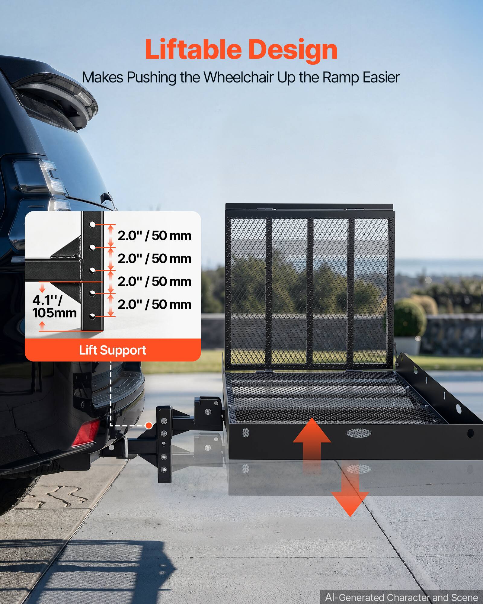 Liftable Design Makes Pushing the Wheelchair Up the Ramp Easier

2.0" / 50 mm
2.0" / 50 mm
4.1" / 105 mm
2.0" / 50 mm
2.0" / 50 mm

Lift Support

AI-Generated Character and Scene