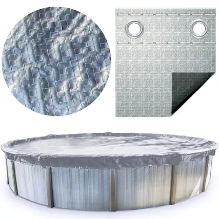 Front. Swimline - Swimline Hydrotools Silver King Winter Cover for 18 Ft Above Ground Round Pools.