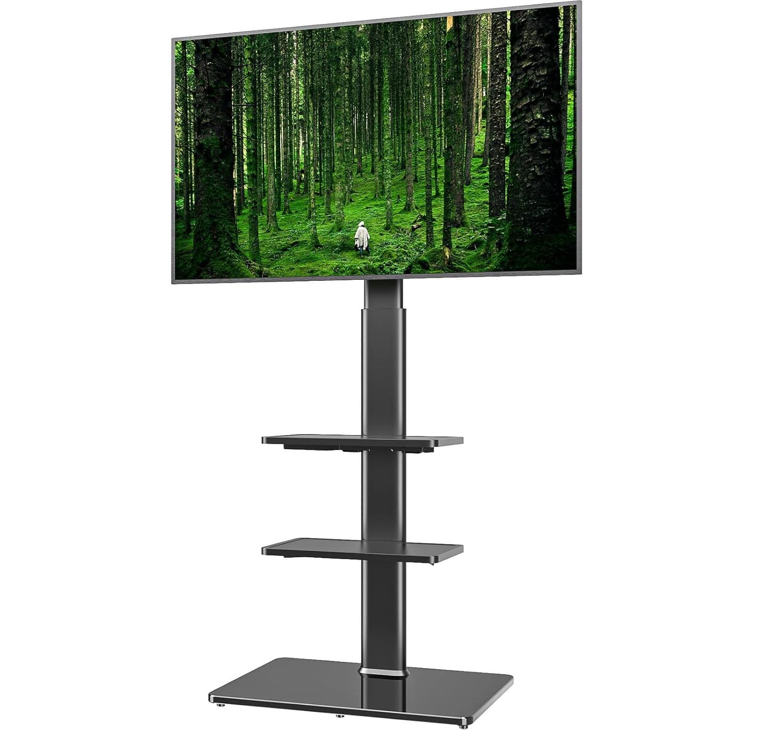 FINEAK - Universal Floor TV Stand with Swivel Mount for 19-43" TVs & Shelves - Black