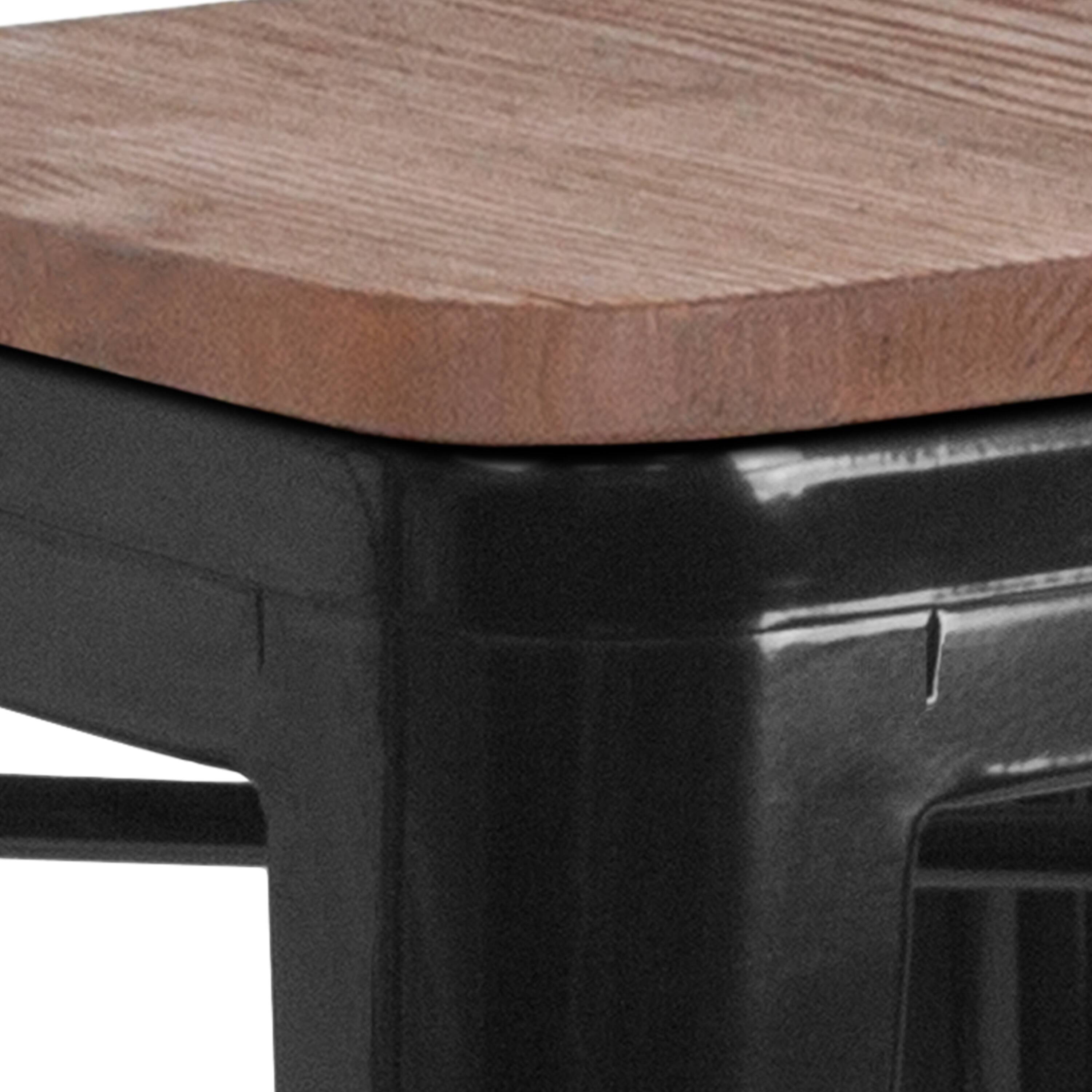 Alt View 5. Emma + Oliver - 24"H Backless Metal Counter Height Stool with Wood Seat - Black.