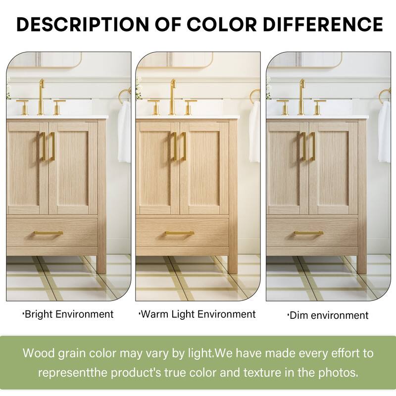 DESCRIPTION OF COLOR DIFFERENCE

Bright Environment Warm Light Environment Dim environment

Wood grain color may vary by light. We have made every effort to represent the product's true color and texture in the photos.