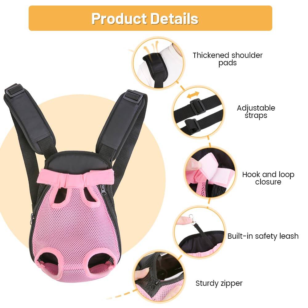 Product Details

- Thickened shoulder pads
- Adjustable straps
- Hook and loop closure
- Built-in safety leash
- Sturdy zipper