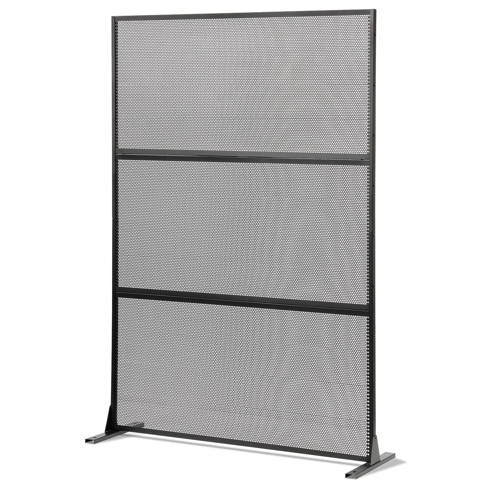 Front. Costway - Costway 1 PCS 72"H x 48"W Metal Privacy Screen with Expansion Bolts & Connection Screws, Outdoor - Black.