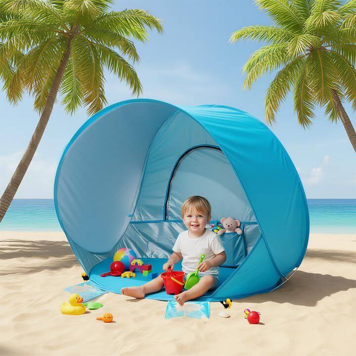 Alt View 2. Loheer - Loheer Pop Up Baby Beach Tent Infant Shade Canopy UV Protection Toddler Sun Shelter Beach Essentials - Blue.