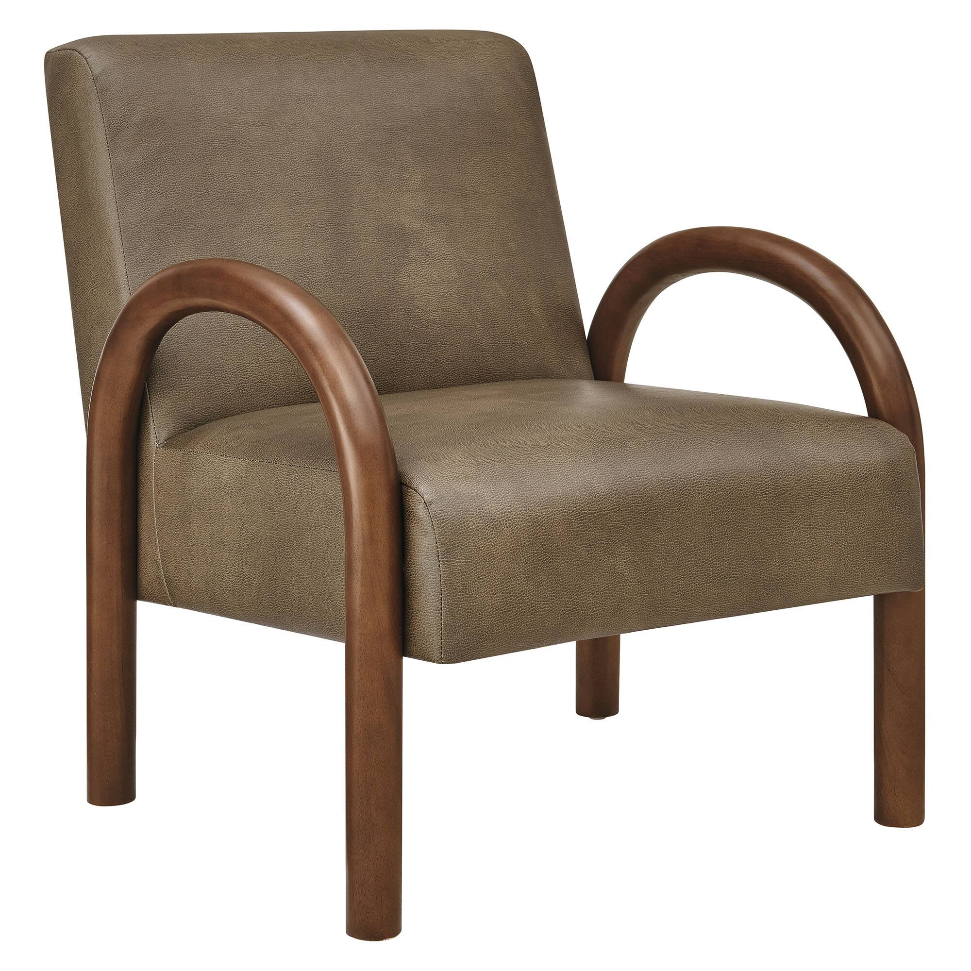 Angle. Modway - Lunet Faux Leather Upholstered Accent Chair by Modway - Mushroom.
