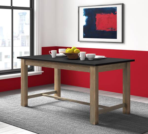 Angle. Tommy Hilfiger - Tommy Hilfiger Elmhurst Dining Table, Black and Weathered Grey - Black and Weathered Gray.