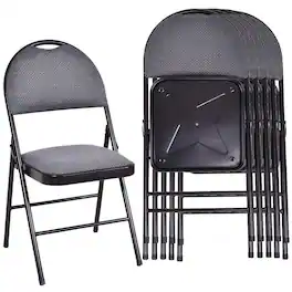 Costway - Set of 6 Folding Chairs Fabric Upholstered Padded Seat Metal Frame Home Office - Gray