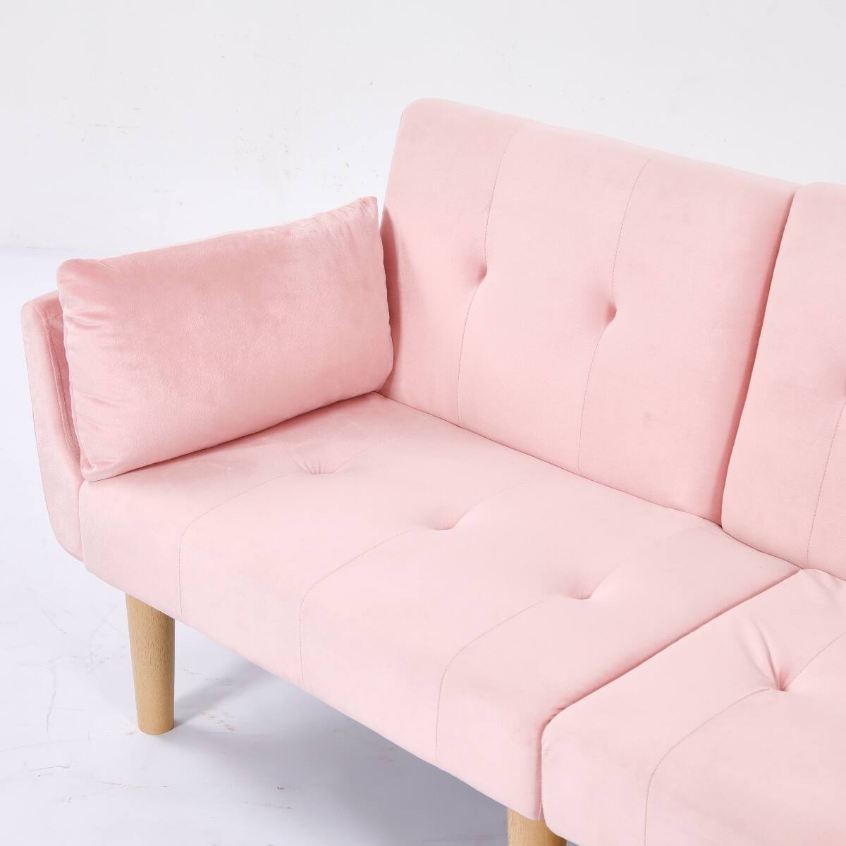 Alt View 7. Ropilly - Ropilly Pink Velvet Loveseat Foldable Sofa, 72 Inch Upholstered Couch for Small Living Room Apartment - Pink.