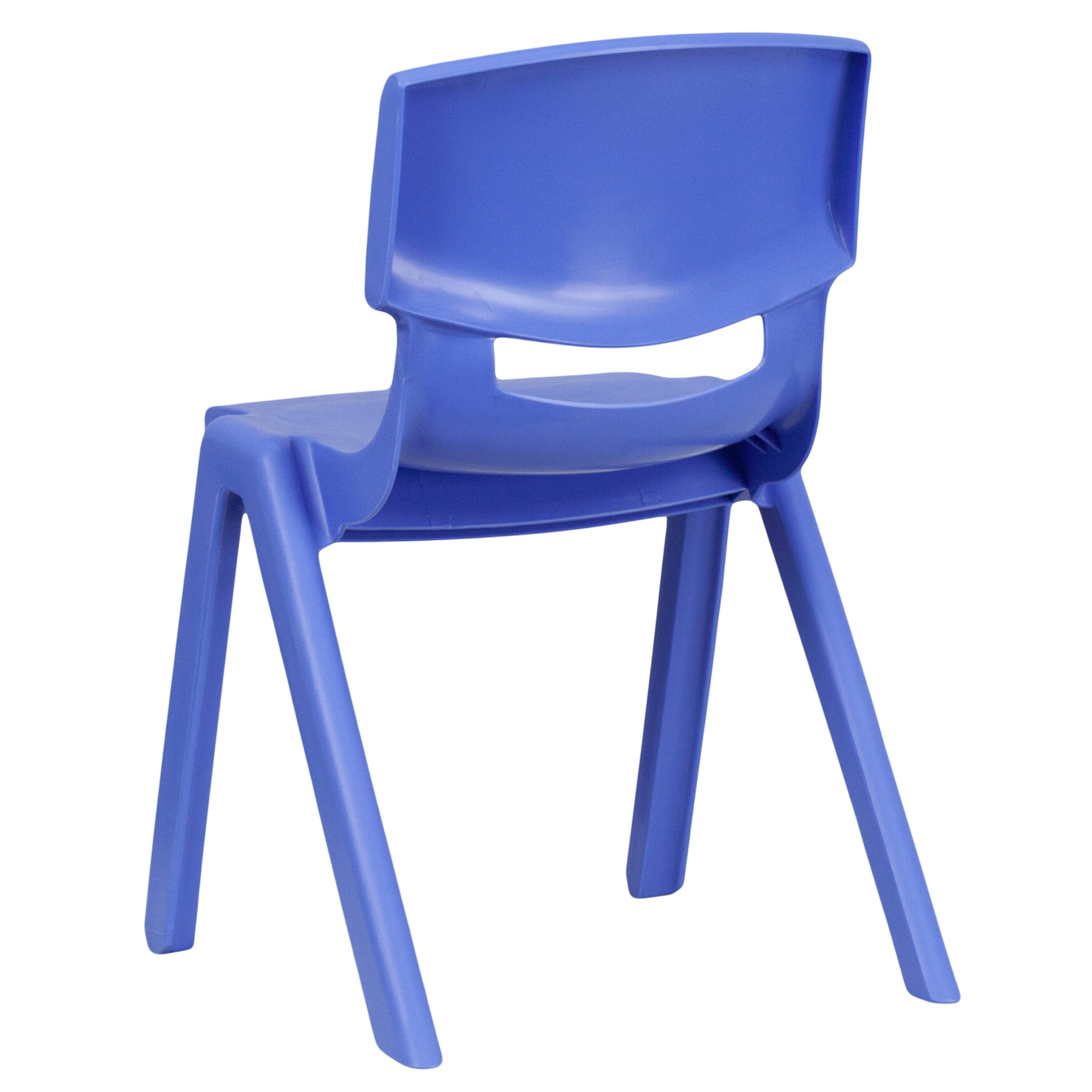 Alt View 6. Emma + Oliver - 5 Pack Plastic Stackable School Chair with 13.25" Seat Height - Blue.