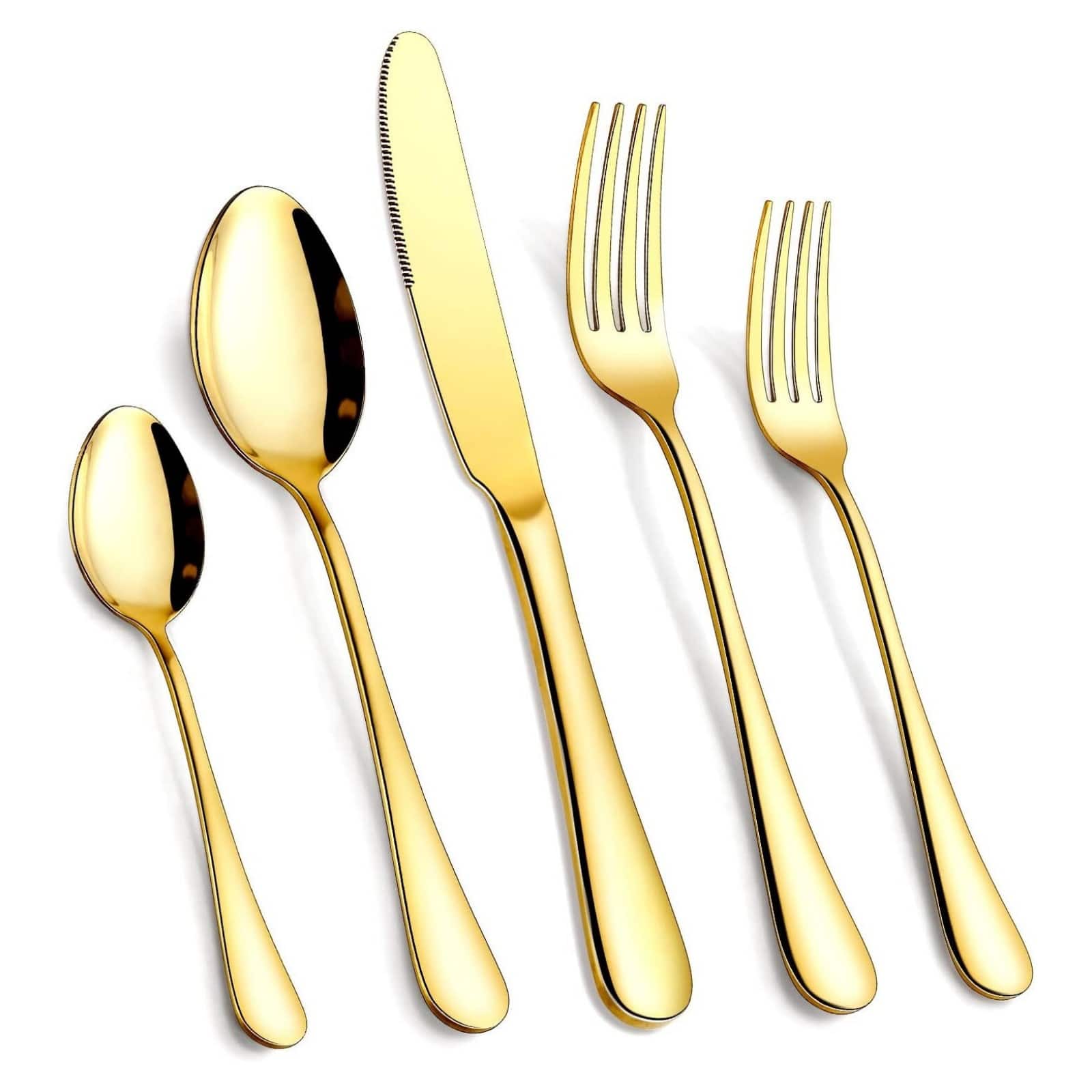 Dazzed Corner - Silverware Set Service for 8, 40-Piece Stainless Steel Flatware Set - Gold