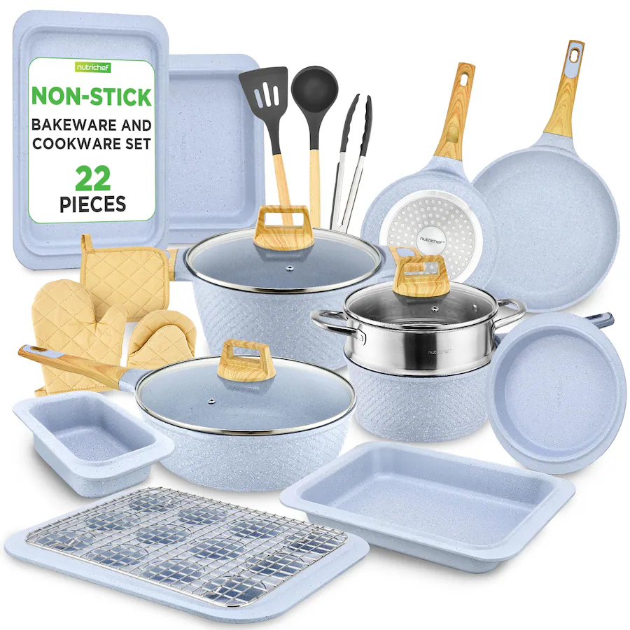 NutriChef 22 Piece Cookware and Bakeware Set NCCW22GRA - Best Buy
