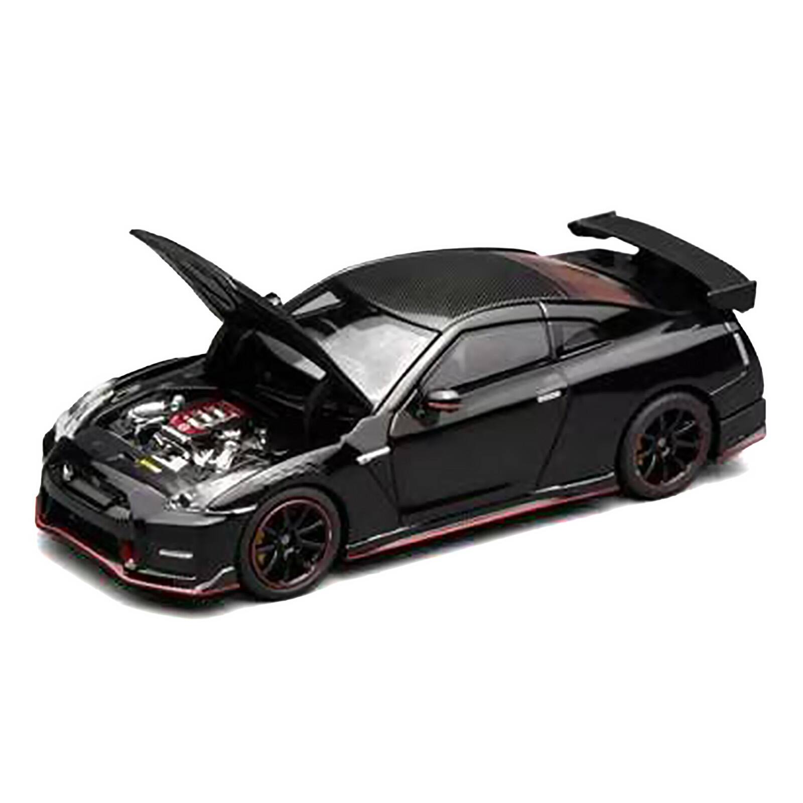 Alt View 1. MotorHelix - 2022 Nissan GT-R Nismo (R35) RHD Meteor Flake Black Pearl with Carbon Hood and Top 1/64 Diecast Model Car by MotorHelix.