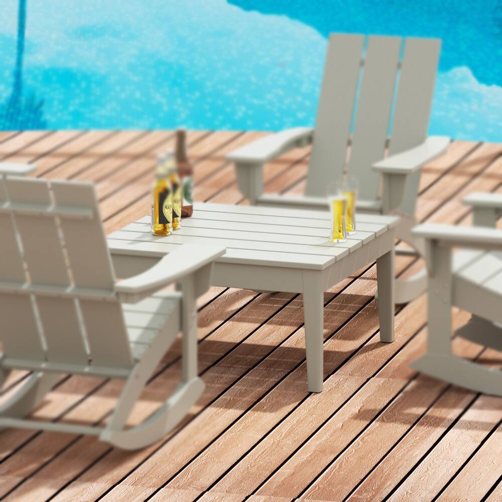 Angle. WestinTrends - WestinTrends Ashore Outdoor Patio Modern Adirondack Conversation Table - Sand.