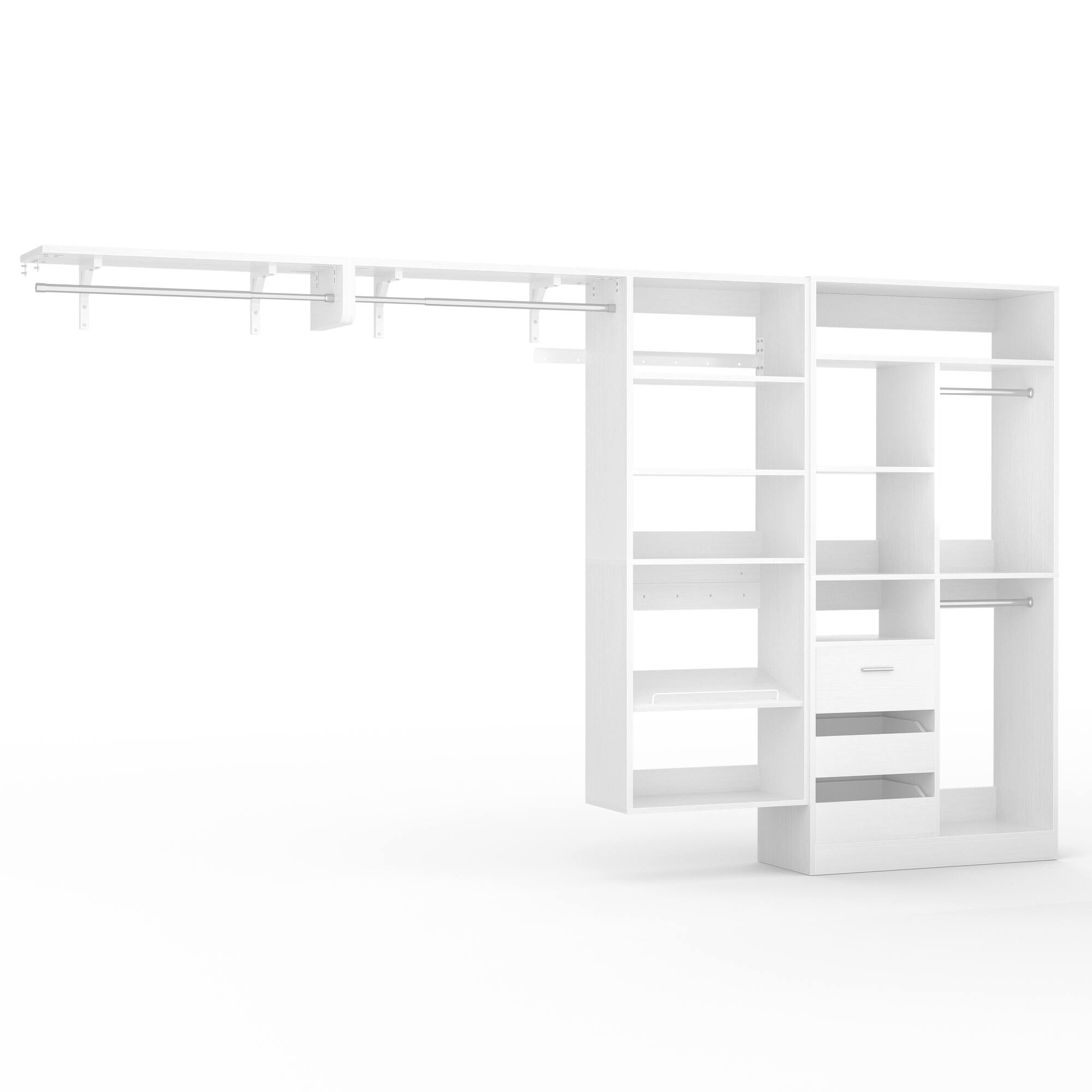 Angle. Aheaplus - 8FT Wall Mount Over Washer Dryer Shelf, 6-Tier Heavy-Duty Laundry Organizer w/ Adjustable Shelves & Drying Rack - White.