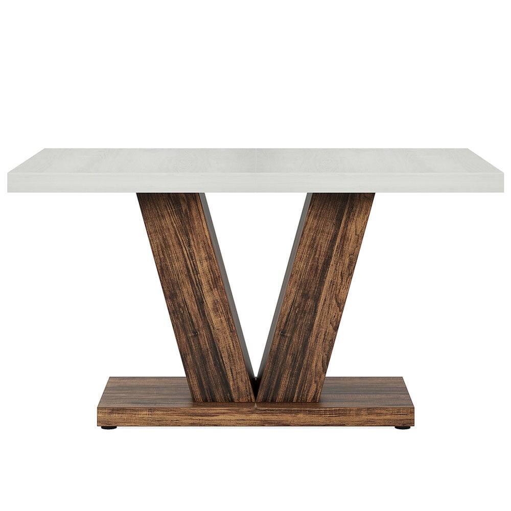 Angle. Kadyn - Kadyn Dining Table, Living Room Table 47", Farmhouse Wooden Kitchen Dinner Table with Duty Pedestal,Black & Brown - Black.